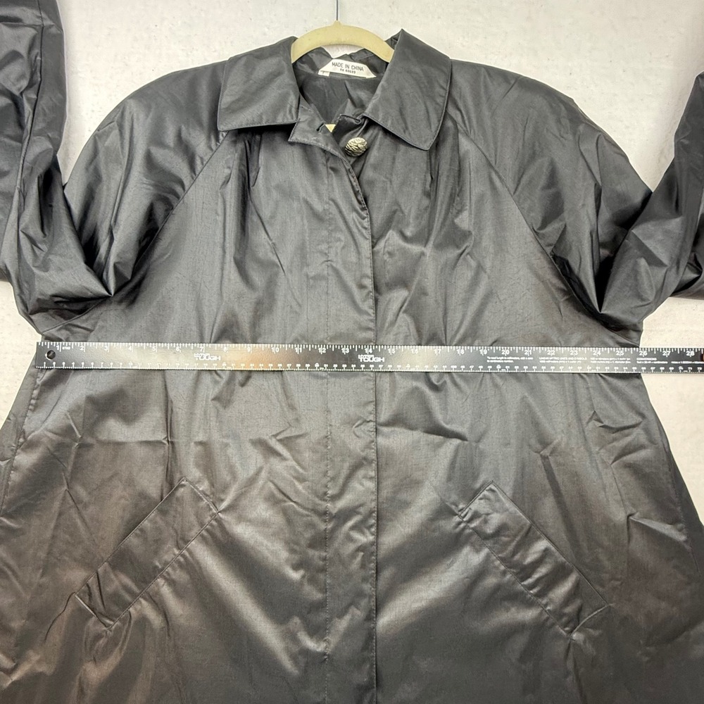British Mist Women's Black Full Length Raincoat Jacket Size 12 - Picture 3 of 10